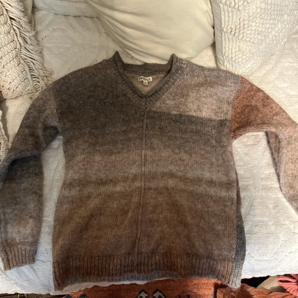 Briggs New York Brown and Gray Cardigan with V-Neck Design